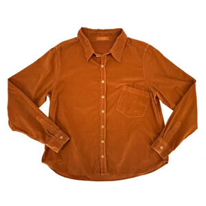 CP Shades Corduroy Long Sleeve Button Down Shirt XS Burnt Orange Roll Tab Autumn